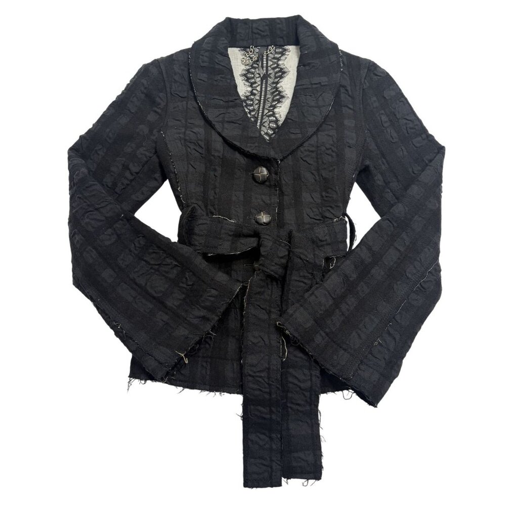 Poleci Wool Blend Jacket in Black and Grey Tartan
